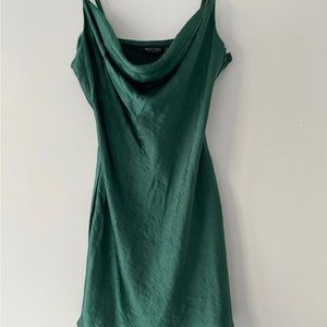 Emerald satin spaghetti dress